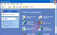 1. Start > Control Panel > Date, Time, Language and Regional Options 클릭