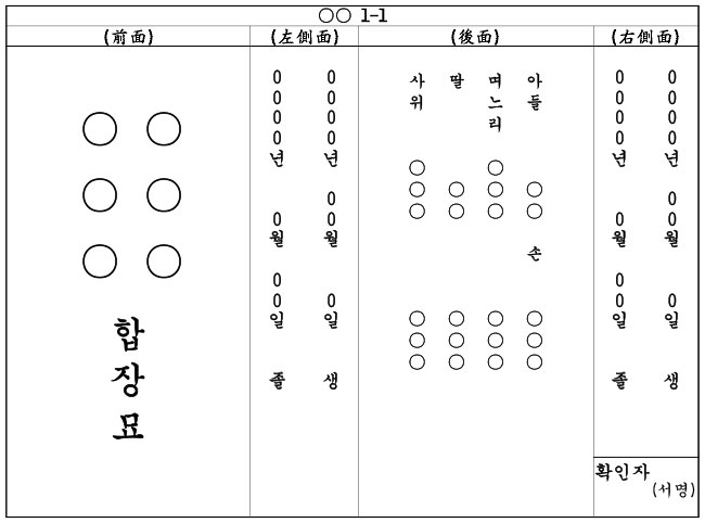 망향의동산 비문 예시 - 합장인 경우2